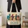 Colorful Farmhouse Rooster and Hen Motif for Rustic Country Living and Chicken Lovers Quilted Tote Bag - 4