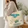 Turquoise Sheep and Wildflower Scene for Cozy Farmhouse Laundry Days Quilted Tote Bag - 3