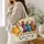 Colorful Funny Hen Flock for Farmhouse Laundry Day and Cheerful Home Gifts Quilted Tote Bag - 3