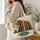 Vintage Bookshelf Vase with Florals for Cozy Reading Nooks and Book Lovers Quilted Tote Bag - 3