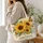 Golden Sunflowers and Monarch Butterflies for Cottage Garden Lovers Quilted Tote Bag - 3