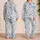 Blue Seashells and Starfish for Coastal Getaways and Relaxed Beachside Living Satin Pajamas Set - 2