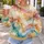Abstract Turquoise And Ochre Watercolor Swirls For Creative Everyday Style And Artistic Wardrobes All-over Print Knitted Sweater - 5