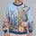 Hummingbirds Among Pink and Blue Garden Flowers for Nature-Loving Everyday Style All-over Print Knitted Sweater - 2