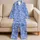 Blue Pool Ripple Shapes for Relaxed Lounging and Calm Everyday Comfort at Home Year-Round Satin Pajamas Set - 5