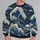 Indigo Ocean Waves And Snowy Mountain Scene For Coastal Everyday Wear And Travel All-over Print Knitted Sweater - 4