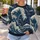 Indigo Ocean Waves And Snowy Mountain Scene For Coastal Everyday Wear And Travel All-over Print Knitted Sweater - 7