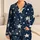 Ivory Stars on Midnight Navy for Cozy Lounging and Dreamy Summer Nights at Home Satin Pajamas Set - 1
