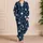 Ivory Stars on Midnight Navy for Cozy Lounging and Dreamy Summer Nights at Home Satin Pajamas Set - 4