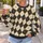 Cream Charcoal And Ochre Argyle Motifs For Cozy Autumn Outings And Classic Wardrobes All-over Print Knitted Sweater - 5