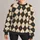 Cream Charcoal And Ochre Argyle Motifs For Cozy Autumn Outings And Classic Wardrobes All-over Print Knitted Sweater - 1