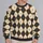 Cream Charcoal And Ochre Argyle Motifs For Cozy Autumn Outings And Classic Wardrobes All-over Print Knitted Sweater - 2