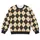 Cream Charcoal And Ochre Argyle Motifs For Cozy Autumn Outings And Classic Wardrobes All-over Print Knitted Sweater - 4