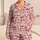 Cute Santa Claus and Pink Hearts for Cozy Christmas Holiday Lounging at Home for Women Satin Pajamas Set - 1