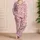 Cute Santa Claus and Pink Hearts for Cozy Christmas Holiday Lounging at Home for Women Satin Pajamas Set - 4