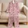 Cute Santa Claus and Pink Hearts for Cozy Christmas Holiday Lounging at Home for Women Satin Pajamas Set - 5