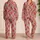 Red Pepper Blossoms and Garden Florals for Cozy Evenings and Relaxed Home Lounging Satin Pajamas Set - 2