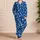 Light Blue Hand-Drawn Hearts for Cozy Romantic Evenings and Relaxed Lounging at Home Satin Pajamas Set - 4