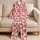 Red Ribbon Bows and Ivory Stripes for Cozy Holiday Lounging Satin Pajamas Set - 5