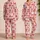 Red Ribbon Bows and Ivory Stripes for Cozy Holiday Lounging Satin Pajamas Set - 2