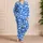 Bright Blue Tropical Pineapple And Watermelon Fruit For Cheerful Summer Lounging Satin Pajamas Set - 4