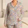Retro Daisy Diamonds and Pastel Checks for Cozy Lounging and Relaxed Weekends Satin Pajamas Set - 1