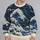 Indigo Ocean Waves and Coastal Mountain Scene for Relaxed Everyday Outings for Women All-over Print Knitted Sweater - 2