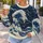 Indigo Ocean Waves and Coastal Mountain Scene for Relaxed Everyday Outings for Women All-over Print Knitted Sweater - 5