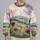 Watercolor Meadow Thistles And Rolling Hills For Peaceful Autumn Days All-over Print Knitted Sweater - 2