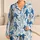 Blue Shark Ocean Motifs for Relaxed Coastal Evenings and Easygoing Home Lounging Style Satin Pajamas Set - 1