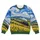 Blue Swirl Sky, Golden Wildflower Fields and Vintage Train for Artful Everyday Wear All-over Print Knitted Sweater - 4