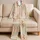 Terracotta Ikat Stripes for Relaxed Summer Lounging and Cozy Mornings Satin Pajamas Set - 5