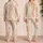 Terracotta Ikat Stripes for Relaxed Summer Lounging and Cozy Mornings Satin Pajamas Set - 2