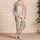 Terracotta Ikat Stripes for Relaxed Summer Lounging and Cozy Mornings Satin Pajamas Set - 4