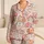Sleepy Pink Kitten Faces for Cozy Spring and Autumn Lounging at Home Satin Pajamas Set - 1