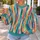Colorful Teal Brushstroke Stripes for Relaxed Everyday Wear and Creative Style for Women All-over Print Knitted Sweater - 5