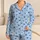 Blue Heart Motif Sleepwear Style For Cozy Evenings And Relaxed At-Home Lounging Satin Pajamas Set - 1