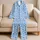 Blue Heart Motif Sleepwear Style For Cozy Evenings And Relaxed At-Home Lounging Satin Pajamas Set - 5