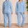 Blue Heart Motif Sleepwear Style For Cozy Evenings And Relaxed At-Home Lounging Satin Pajamas Set - 2