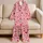 Coral And Rose Hearts For Romantic Lounging And Cozy Valentine's Mornings Satin Pajamas Set - 5