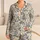Navy and Butter Yellow Paisley Florals for Relaxed Coastal Getaways and Vacation Style Satin Pajamas Set - 1