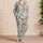 Navy and Butter Yellow Paisley Florals for Relaxed Coastal Getaways and Vacation Style Satin Pajamas Set - 4