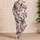 Jewel-Toned Botanical Leaves for Relaxed Vintage Lounging and Cozy Evenings at Home Satin Pajamas Set - 4