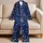 Violet Butterflies Beneath A Starry Midnight Sky For Cozy Evening Lounging At Home Satin Pajamas Set - 5