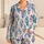 Blue Pink Feather Motifs for Relaxed Lounging and Cozy Evenings at Home for Men Satin Pajamas Set - 1