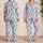 Blue Pink Feather Motifs for Relaxed Lounging and Cozy Evenings at Home for Men Satin Pajamas Set - 2