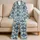 Indigo Folk Floral Medallions for Relaxed Coastal Summer Style Satin Pajamas Set - 5