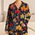 Golden Maple Leaves on Midnight Navy for Cozy Autumn Lounging and Seasonal Gift Giving Satin Pajamas Set - 1