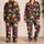 Golden Maple Leaves on Midnight Navy for Cozy Autumn Lounging and Seasonal Gift Giving Satin Pajamas Set - 2