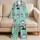 Mint Aqua Cat Collage for Cozy Bedtime, Relaxed Nights, Kids, Teens, and Gift Giving Satin Pajamas Set - 5